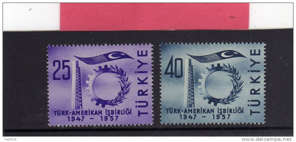 TURCHIA - TURKÍA - TURKEY 1957  COLLABORAZIONE TURCO - AMERICANA TURKISH - AMERICAN COLLABORATION SERIE COMPLETA MNH - Unused Stamps