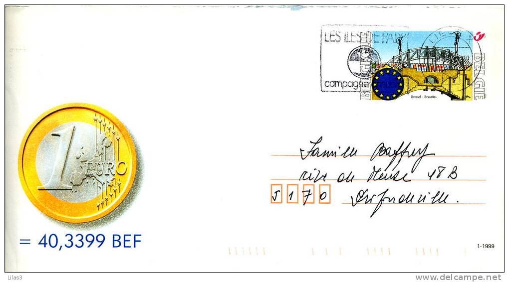 Europe Pont Drapeau Européen Euro Monnaie Mathématiques 1€ = 40.33899 BEF - Briefe