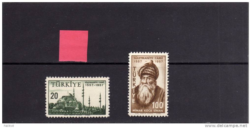 TURCHIA - TURKÍA - TURKEY 1957  MOSCHEA SULEYMANIYE MOSQUE SERIE COMPLETA MNH - Unused Stamps
