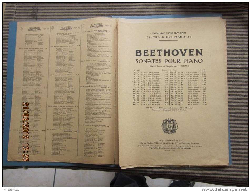 Partition"le Panthéon Des Pianistes" éditions Henri Lemoine Et CIE Numéro 2 Musique De Piano L. Van Beethoven - Keyboard Instruments