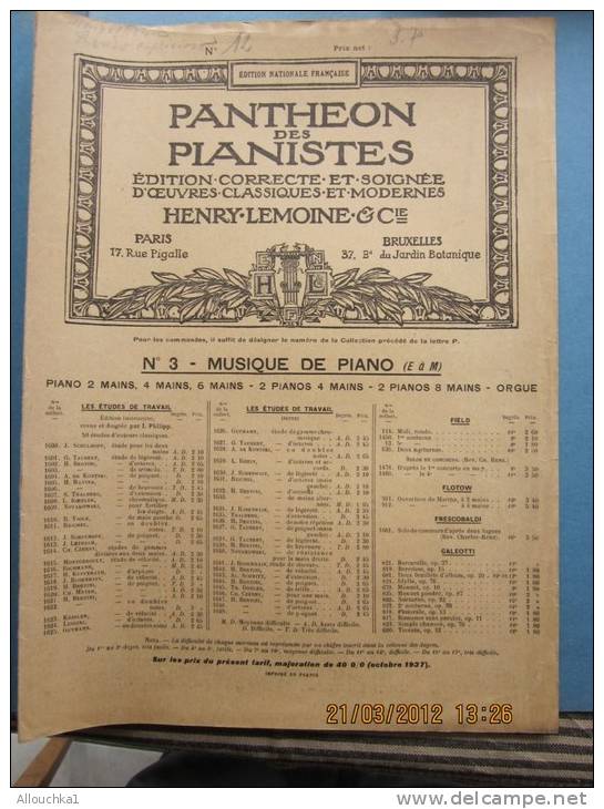 Partition"le Panthéon Des Pianistes" éditions Henri Lemoine Et CIE Numéro 3 Musique De Piano Mendelsohn - Keyboard Instruments