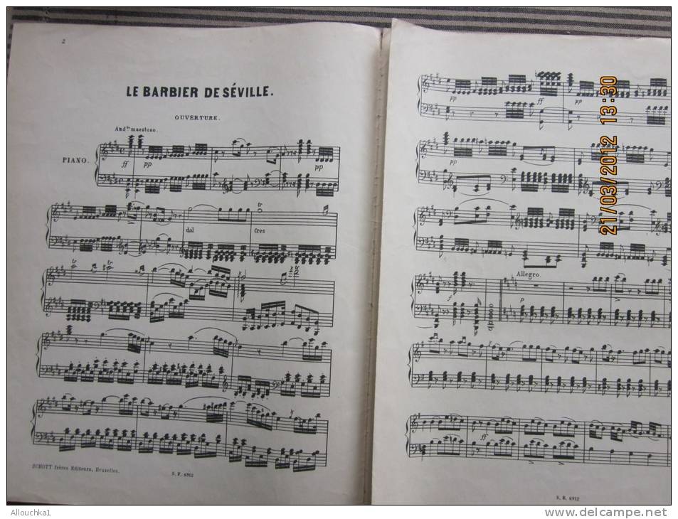 Partition:musique Classique Le Barbier De Séville Ouverture Pour Piano Grossini : - Strumenti A Tastiera