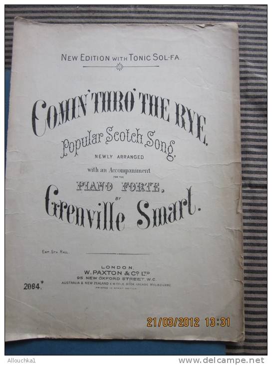 Partition:musique Classique"Comin' Thro' The Rye"popular Scotch Song -piano Forte-grenville  Smart: LONDON  New Edition - A-C