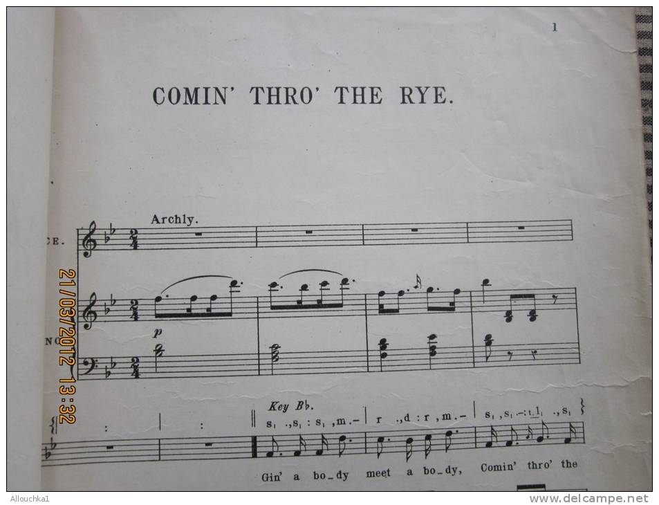 Partition:musique Classique"Comin' Thro' The Rye"popular Scotch Song -piano Forte-grenville  Smart: LONDON  New Edition - A-C