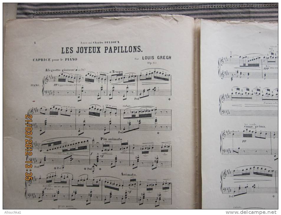 Partition"les Joyeux Papillons" Caprice Pour Le Piano De Louis Gregh : Musique Classique - Instruments à Clavier