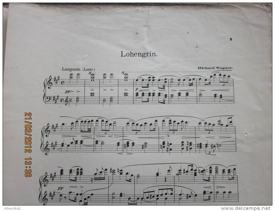 Partition"LOHENGRIN " Collection Litolff : Ouverture Pour Piano Seul Lento - Instruments à Clavier