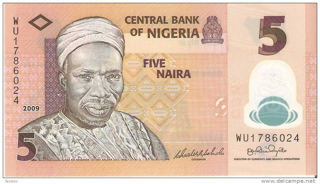 BILLETE DE NIGERIA DE 5 NAIRA DEL AÑO 2009 SIN CIRCULAR    (BANK NOTE) - Nigeria