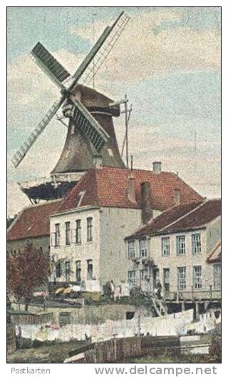 ALTE POSTKARTE EMDEN AM BURGGRABEN 1910 WINDMÜHLE WÄSCHE MOLEN Mill Windmill Moulin à Vent Postcard Cpa AK Ansichtskarte - Emden