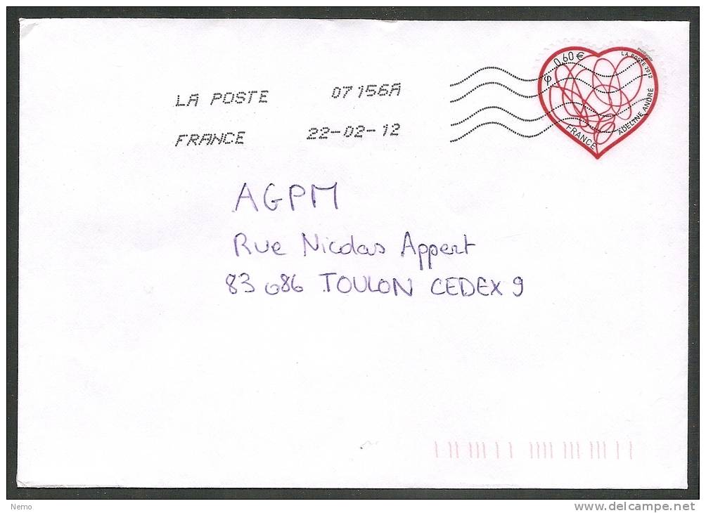 TIMBRE COEUR AUTOCOLLANT   ADELINE ANDRE - 1961-....