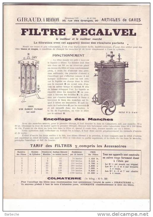 25.-  BESANCON  .- GIRAUD .- Filtre Pécalvel - Maschinen