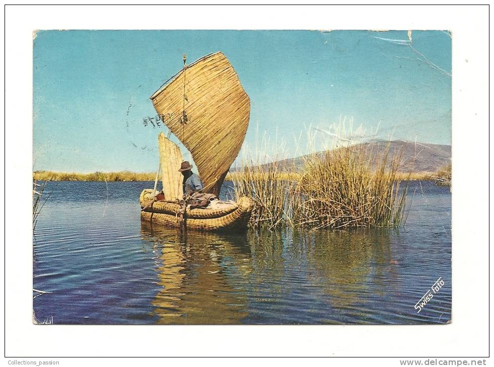 Cp, Pérou, Punio, Balda De Los Uros En El Lago Titicaca, Voyagée 1973 - Perù