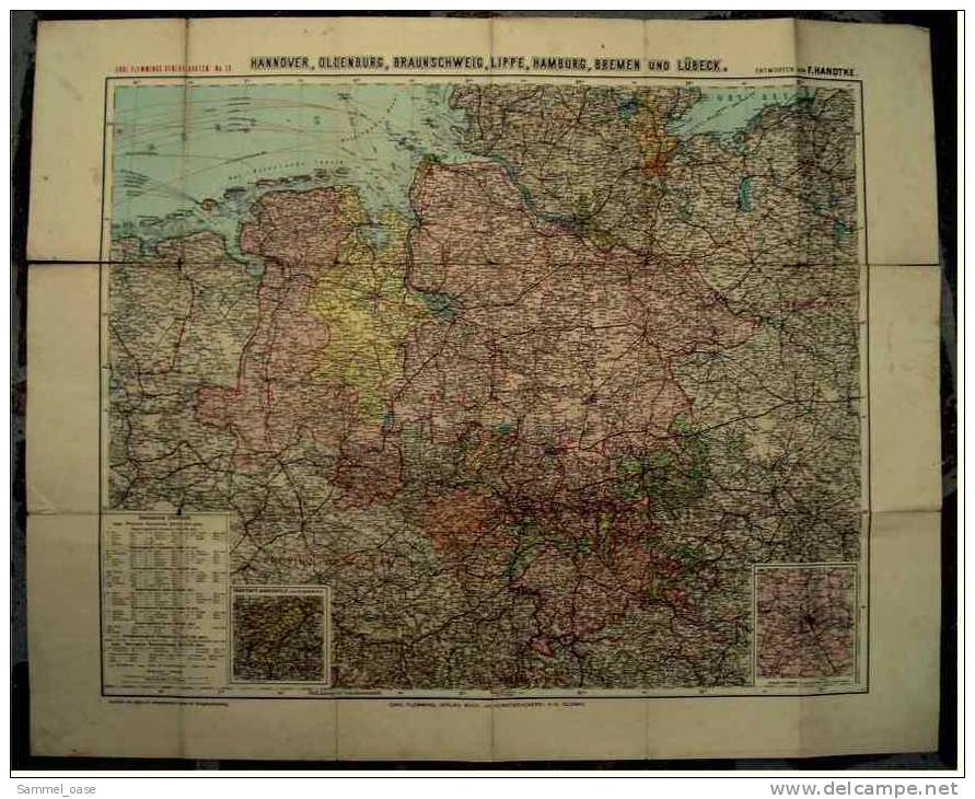 Ca.1910  Generalkarte Von Hannover , Oldenburg , Braunschweig , Lippe , Hamburg , Bremen Und Lübeck - Mappemondes