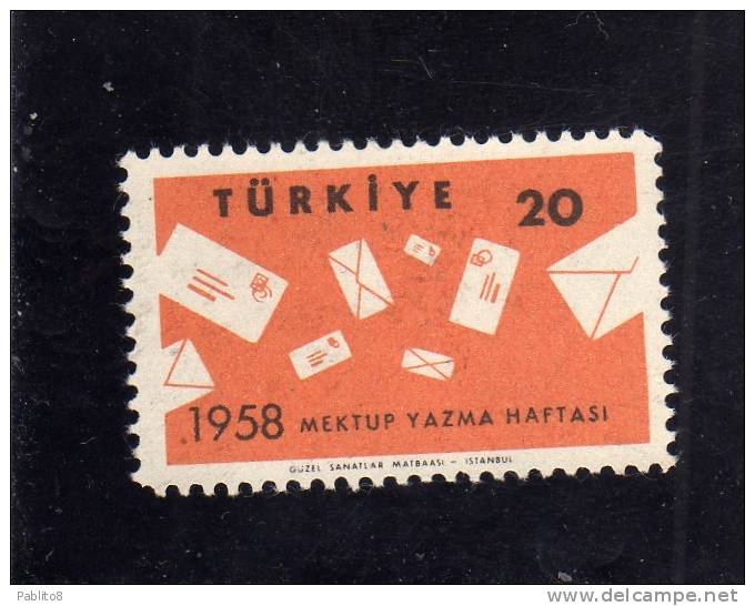 TURCHIA - TURKÍA - TURKEY 1958 GIORNATA DEL FRANCOBOLLO - STAMP DAY MNH - Neufs