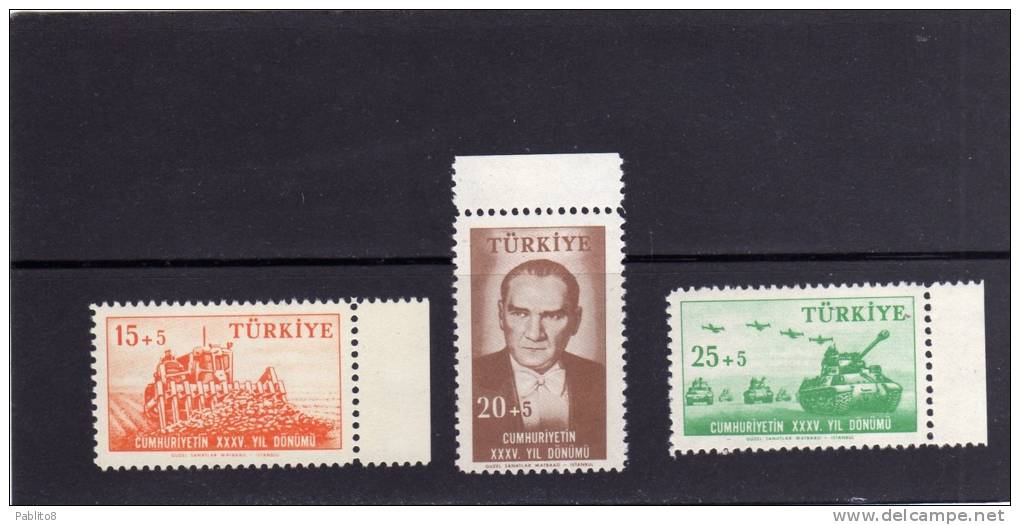 TURCHIA - TURKÍA - TURKEY 1958 ANNIVERSARIO DELLA REPUBBLICA - REPUBLIC MNH - Neufs