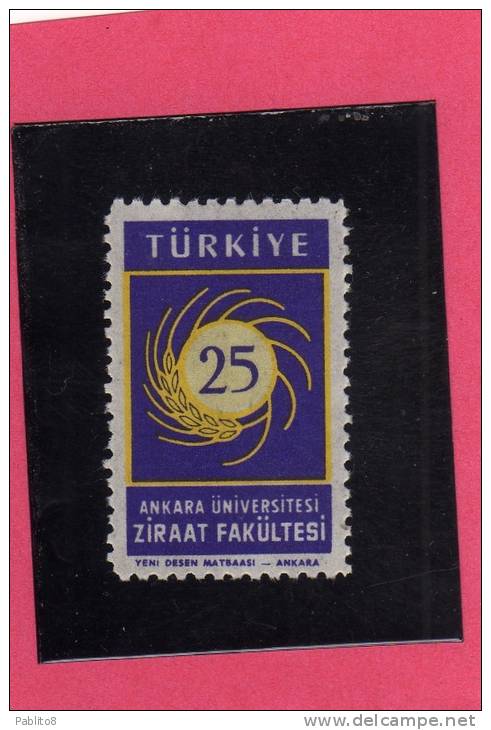TURCHIA - TURKÍA - TURKEY 1959 AGRICOLTURA - AGRICULTURE MNH - Neufs