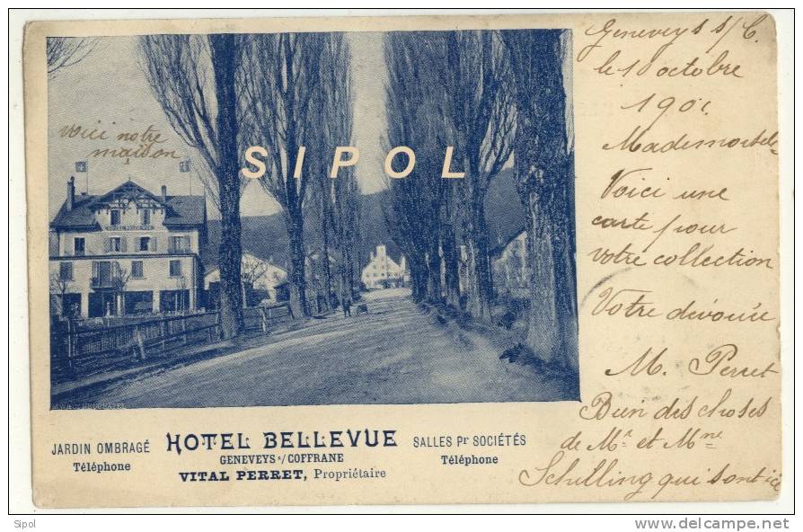 Hotel Bellevue Geneveys S/ Coffrane  Vital Perret Propriétaire  Circulé En 1901 Voir Recto & Verso - Coffrane