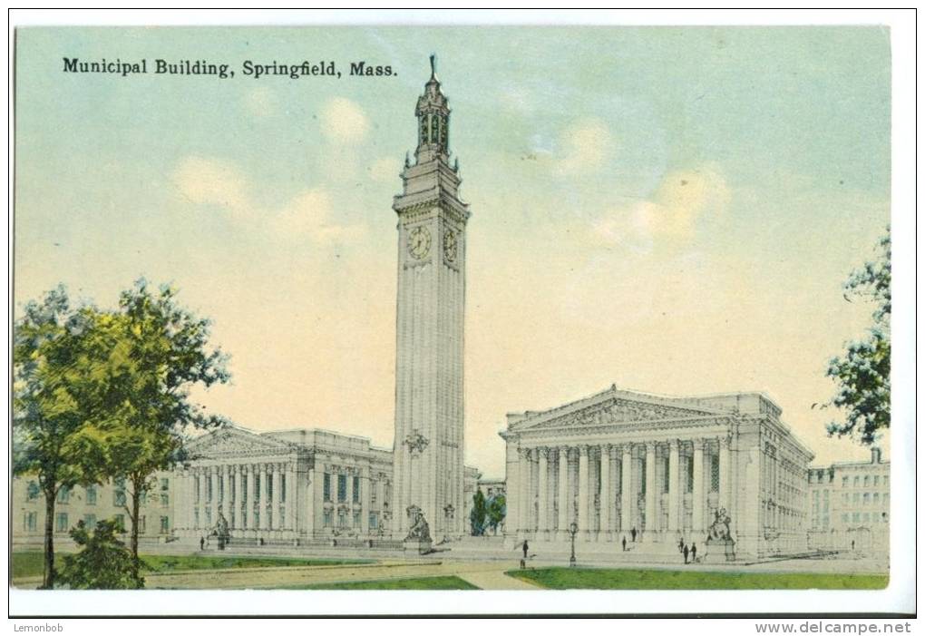 USA, Municipal Building, Springfield, Massachusetts, Early 1900s Unused Postcard [P8608] - Springfield