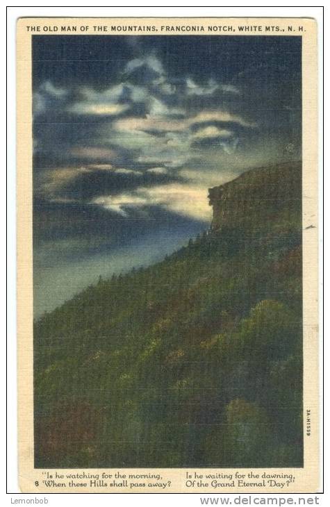 USA, The Old Man Of The Mountains, Franconia Notch, White Mts., New Hampshire, 1959 Used Linen Postcard [P8630] - White Mountains