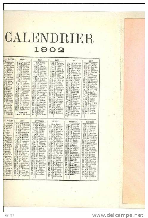 Calendrier Buvard - 1902 - Baptème D'Enfants - Grand Bazar Notre Dame - Groot Formaat: 1901-20