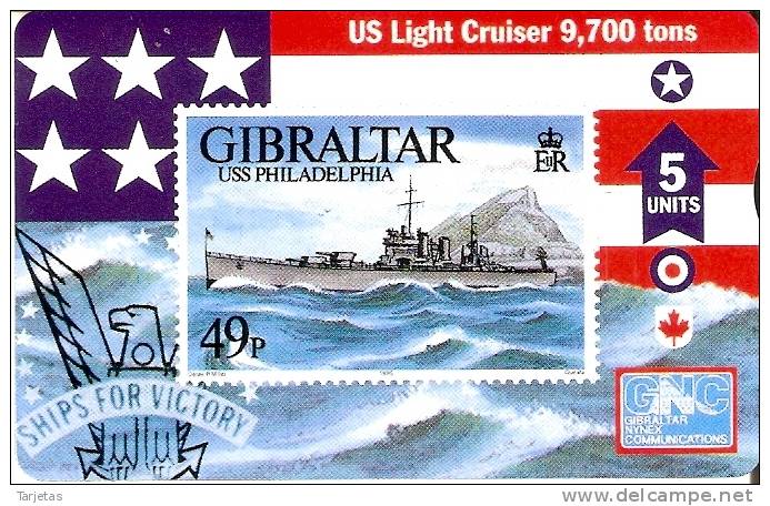 Nº 49 TARJETA DE GIBRALTAR DE UN SELLO DE UN BARCO (STAMP ) NUEVA-MINT - Sellos & Monedas