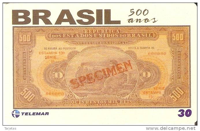 TARJETA DE BRASIL CON UN BILLETE DEL AÑO 1924  (BANKNOTE) - Sellos & Monedas