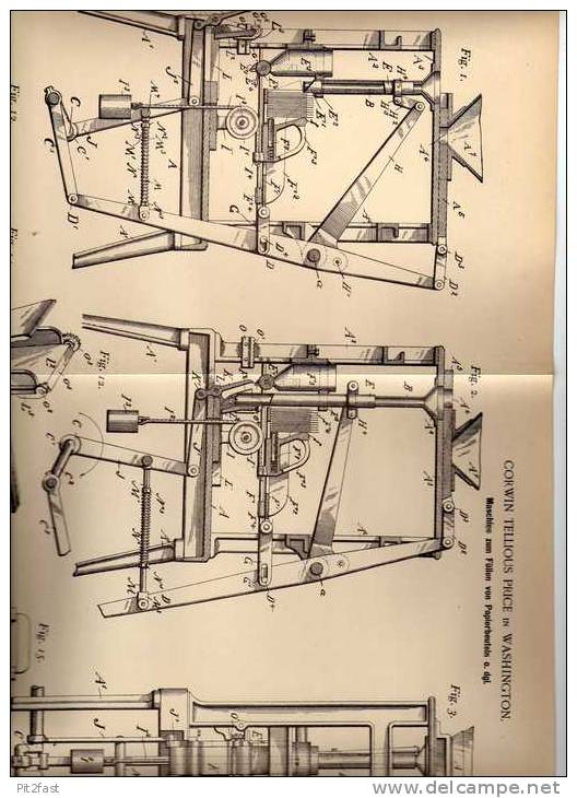 Original Patentschrift - Füllmaschine Für Papierbeutel , 1901 , C. Price In Washington  !!! - Machines