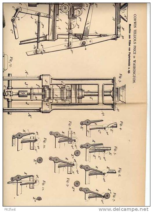 Original Patentschrift - Füllmaschine Für Papierbeutel , 1901 , C. Price In Washington  !!! - Macchine