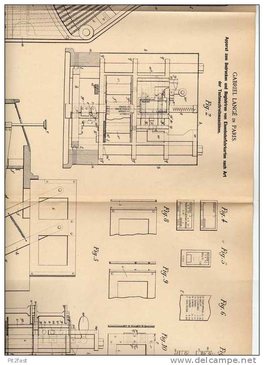 Original Patentschrift - Fahrkarten Maschine Für Eisenbahn , 1900 , G. Langé In Paris , Schreibmaschine !!! - Tools