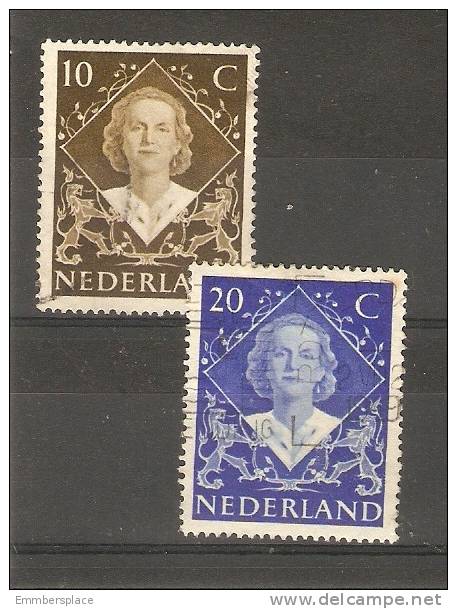 NETHERLANDS - 1948 CORONATION  USED  SG 672/3 - Oblitérés