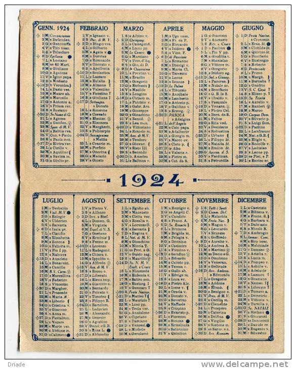 CALENDARIO PUBBLICITà BITTER CAMPARI ANNO 1924 - Formato Piccolo : 1921-40