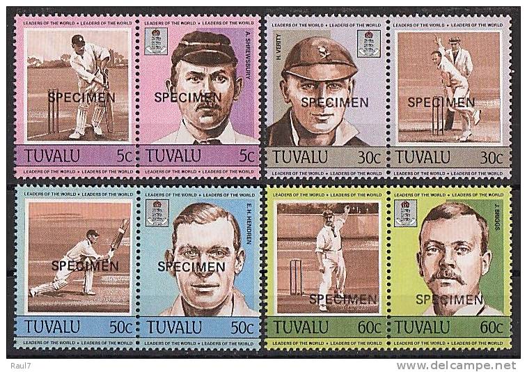 TUVALU // Joueurs De Cricket Surchargés SPECIMEN // 8v Neufs // Mnh - Tuvalu