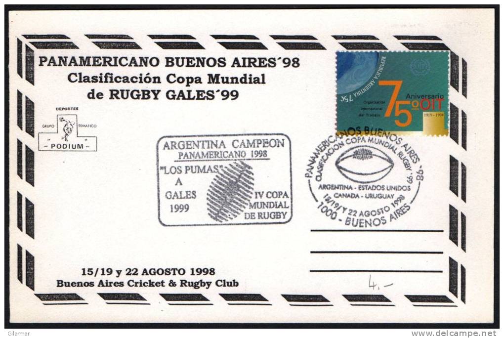 ARGENTINA BUENOS AIRES 1998 - PANAMERICANOS BUENOS AIRES '98 - CLASIFICACION COPA MUNDIAL DE RUGBY GALES '99 - Rugby