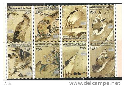 Coree Du Sud. Peintures D'Oiseaux (aigle, Faisan, Ibis, Canard,etc)  8 T-p Neufs ** Se-tenant. Yv.# 2500/507 - Collections, Lots & Series