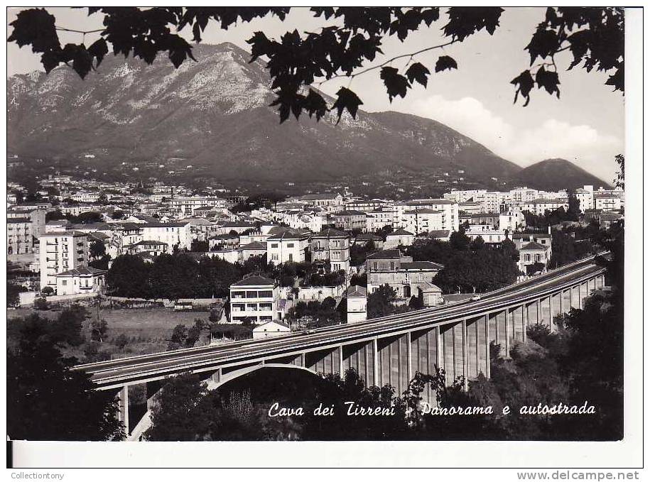 Cava Dei Tirreni - Panorama E Autostrada - Formato Grande -  Viaggiata 1963 - Cava De' Tirreni
