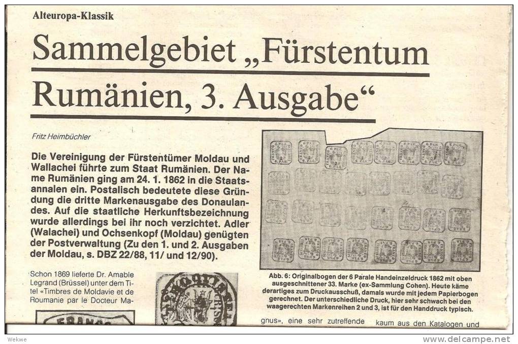 Rumänien. Moldau-Ochsenköpfe (3. Ausgabe) Viele Informationen/Abbildungen/Stempel/Tarife Etc. Auf 5 DIN A 4 Seiten - Philately And Postal History