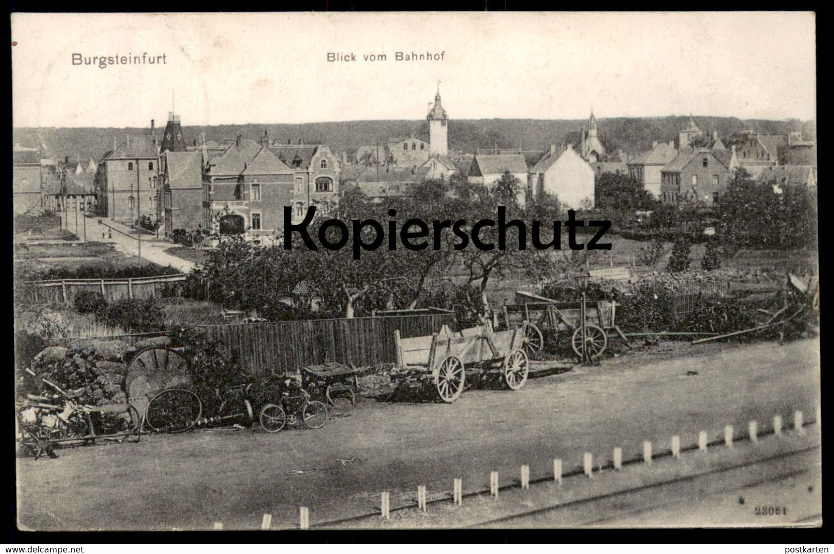 ALTE POSTKARTE BURGSTEINFURT BLICK VOM BAHNHOF MANN RAD View From Station Vieux à Gare Steinfurt Postcard Ansichtskarte - Steinfurt