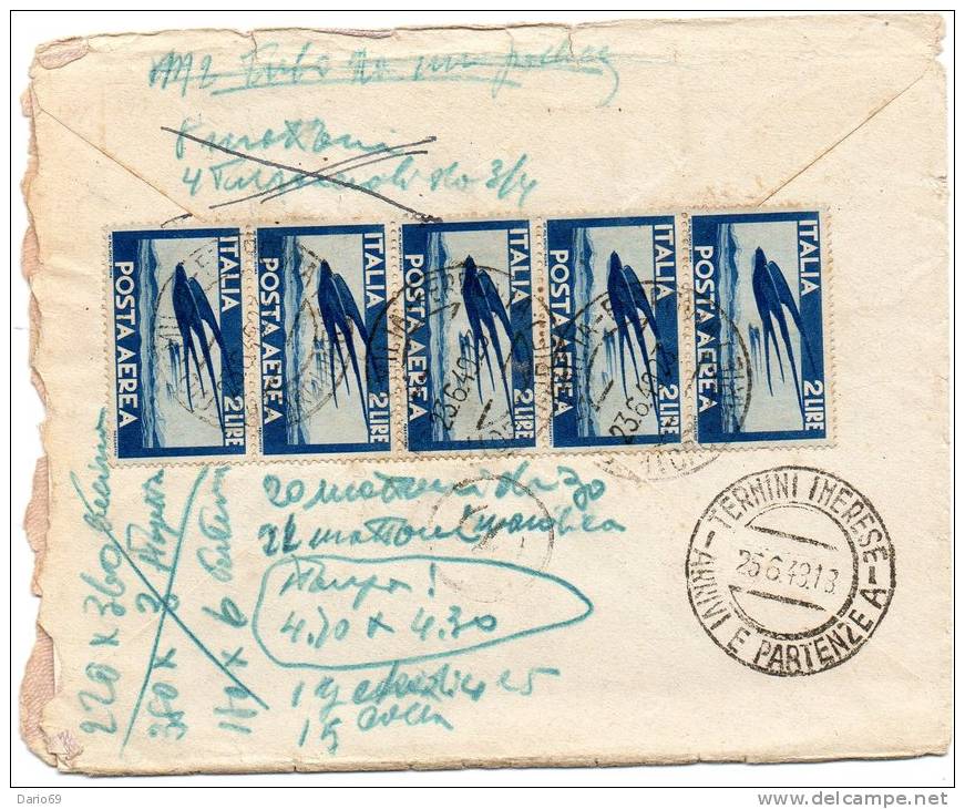 1949 LETTERA  INTESTATA  CON ANNULLO TERMINI IMERESE PALERMO - Airmail