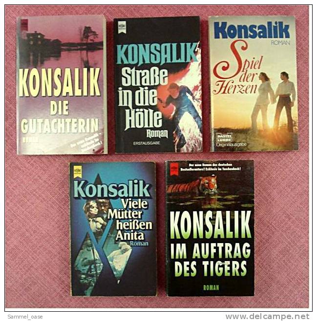 5 Konsalik Taschenbücher , Viele Mütter heißen Anita , Im Auftrag des Tigers , Straße in die Hölle