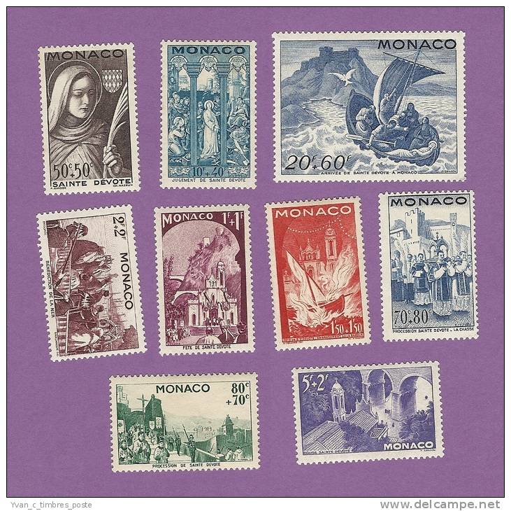 MONACO TIMBRE N° 265 A 273 NEUF AVEC CHARNIERE SAINTE DEVOTE - Unused Stamps