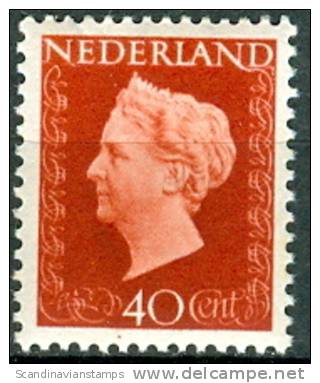 NEDERLAND 1947 40ct Roodbruin Koningin Wilhelnia PF-MNH-NEUF - Neufs