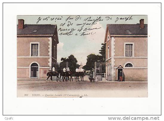 Carte 1908 TOURS / QUARTIER LASSALLE (8 Ième Cuirassiers) - Tours