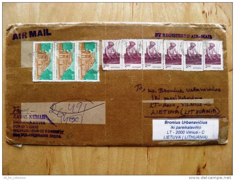 2 Scans, Cover Sent From India To Lithuania, Plane, Post Card On Stamp, Money Order - Lettres & Documents