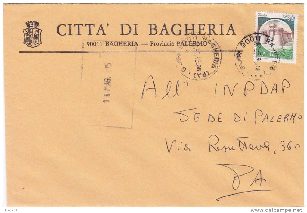 BAGHERIA  (PA)  /  SICILIA  - Tematica  Comuni D´Italia - Storia Postale  Repubblica - Macchine Per Obliterare (EMA)