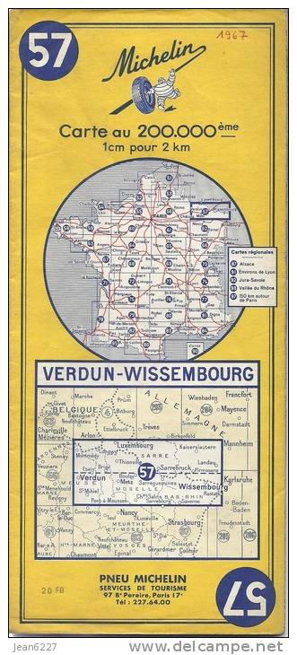 Carte Michelin - 57 - Verdun - Wissembourg - Carte Stradali