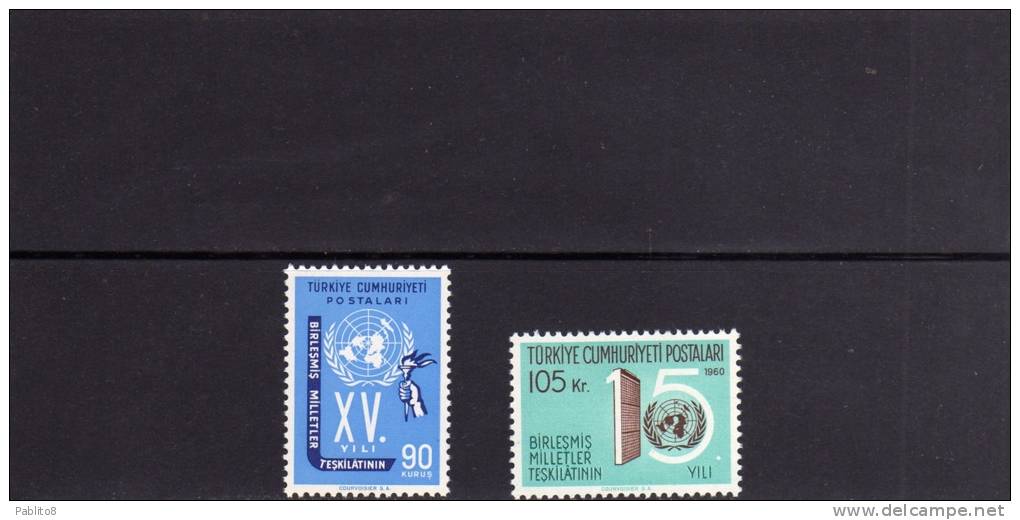 TURCHIA - TURKÍA - TURKEY 1960 ONU - NAZIONI UNITE - UNITED NATIONS SERIE COMPLETA MNH - Unused Stamps