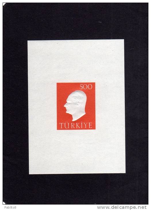 TURCHIA - TURKÍA - TURKEY 1959 SOUVENIR SHEET WITH THE EMBOSSED PORTRAIT OF ATATURK MNH - Hojas Bloque