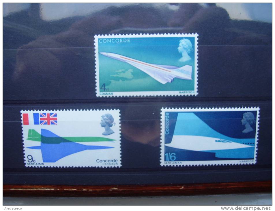 GB 1969 FIRST Flight Of CONCORDE Issue 3rd.March MNH Full Set Three Stamps To 1s6d.. - Neufs