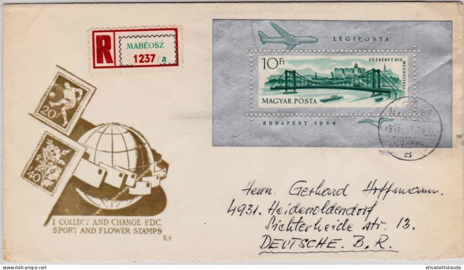 HUNGARY - 1965 - BLOC 45 Sur ENVELOPPE RECOMMANDEE De MABEOSZ Pour La RFA - Briefe U. Dokumente