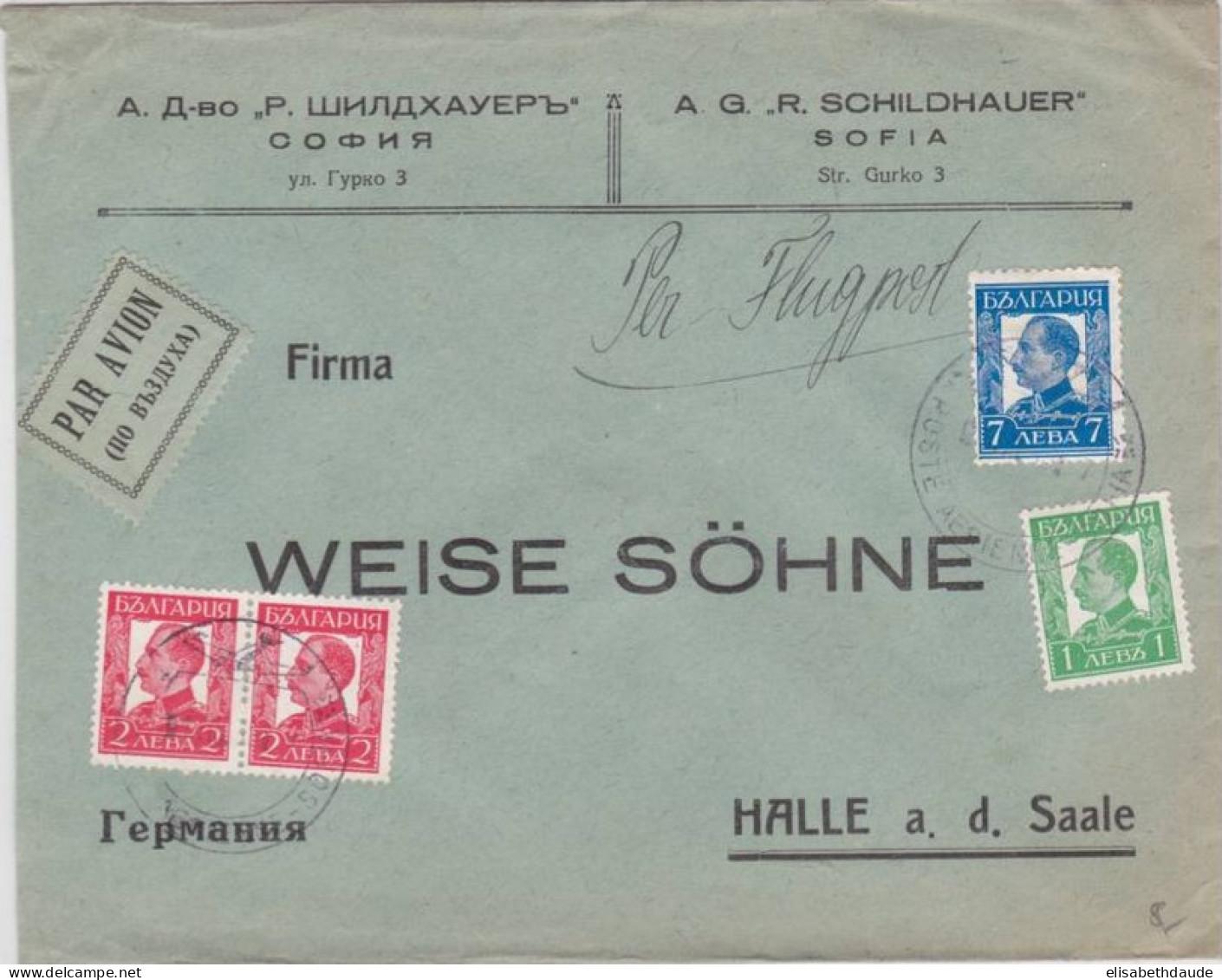 BULGARIE - ENVELOPPE COMMERCIALE Par AVION De SOFIA Pour HALLE (GERMANY) - - Storia Postale