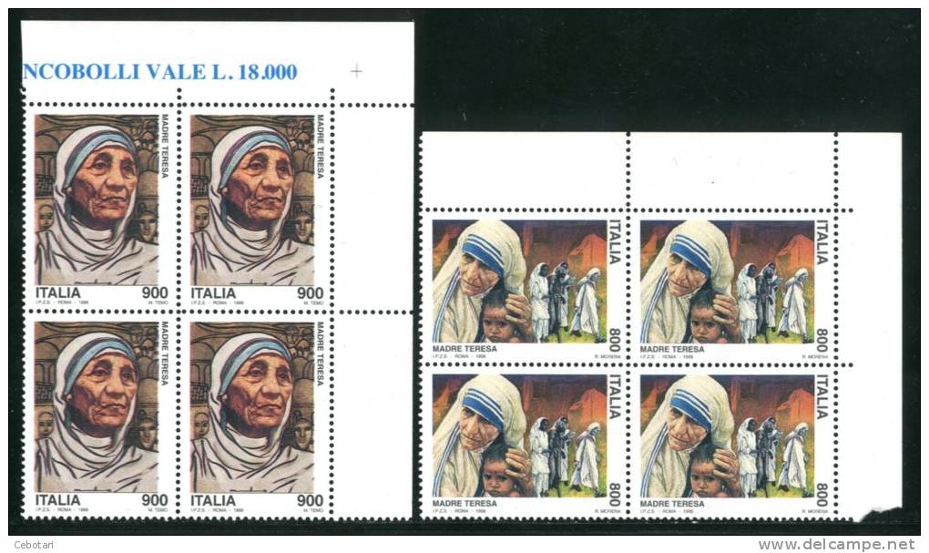 ITALIA / ITALY 1998** - MADRE TERESA- MOTHER TERESA -  2 QUARTINE MNH - Mother Teresa